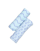 Load image into Gallery viewer, ORGANIC SWADDLE SET - SHADES OF BLUE