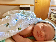 Load image into Gallery viewer, ORGANIC SWADDLE SET - BUSY BEES
