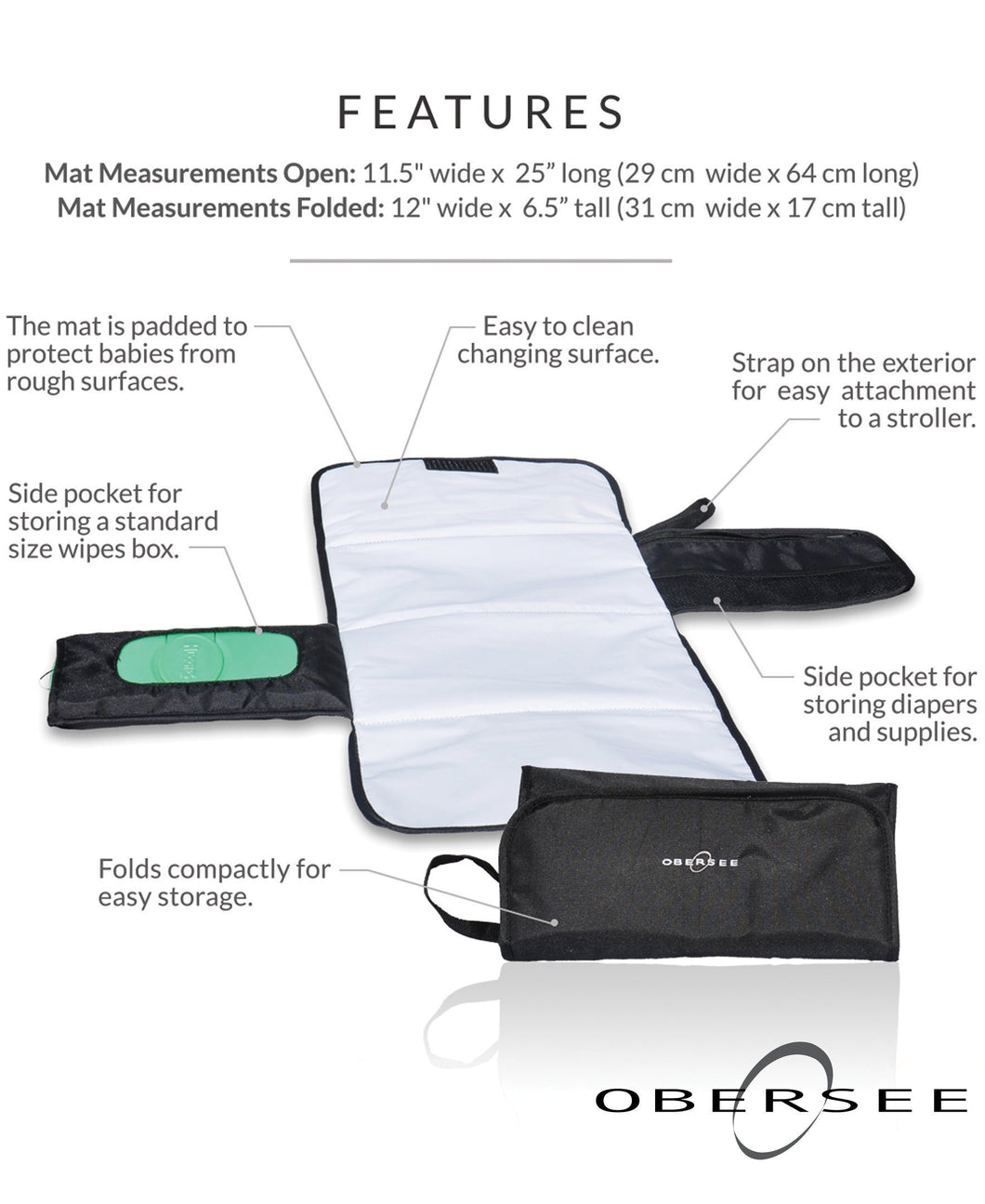 Obersee Voila Compact Changing Kit | Changing Pad | easy to clean