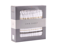 Load image into Gallery viewer, Grey Stripe Cotton Muslin Crib Sheet

