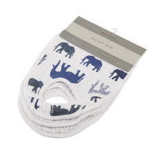 Load image into Gallery viewer, In the Wild Elephant Cotton Muslin Snap Bibs 3PK
