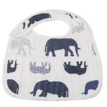 Load image into Gallery viewer, In the Wild Elephant Cotton Muslin Snap Bibs 3PK

