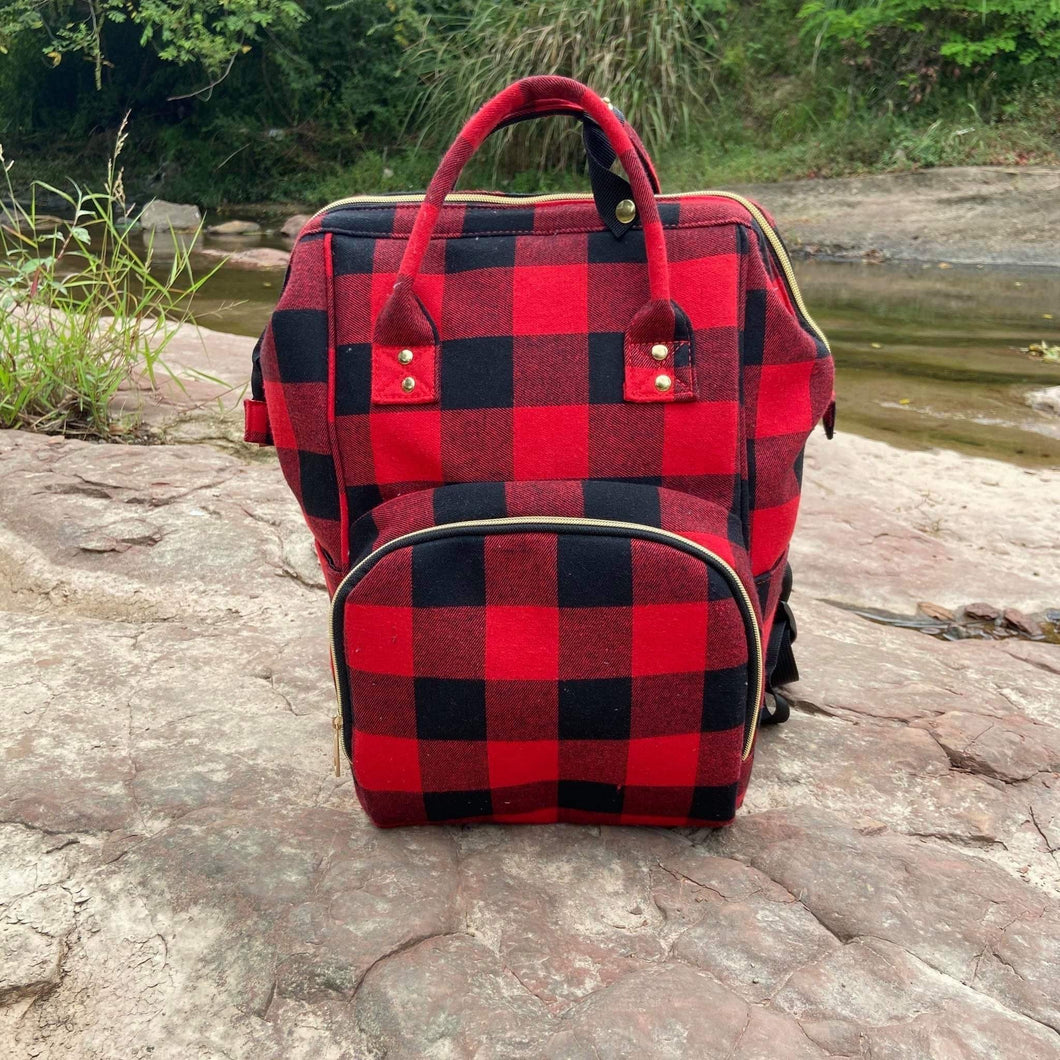 Backpack Diaper bag ~ Red/Black Plaid